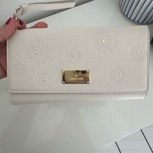 Swarovski Cream Wristlet Clutch with Gold Hardware